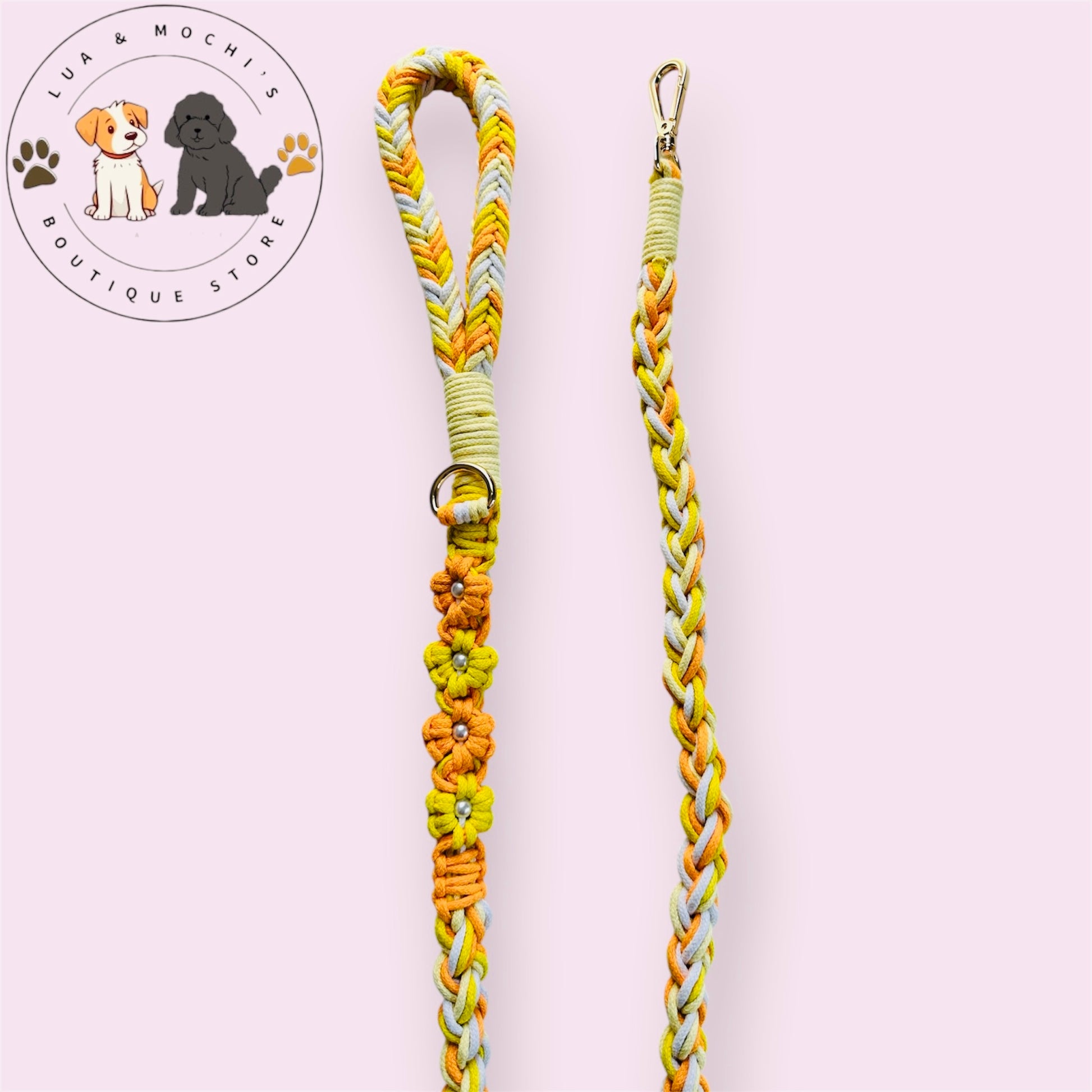 beach sunset pearl floral multi-color pretty dog leash cute dog gear durable dog lead handmade cotton braided