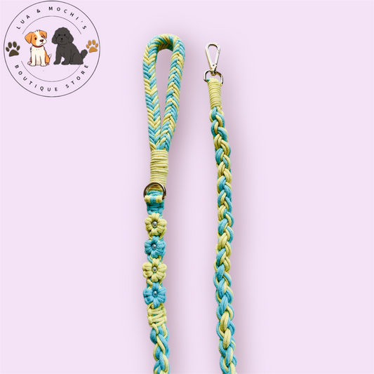 lemon sky pretty dog leash cute dog gear durable dog lead handmade cotton braided